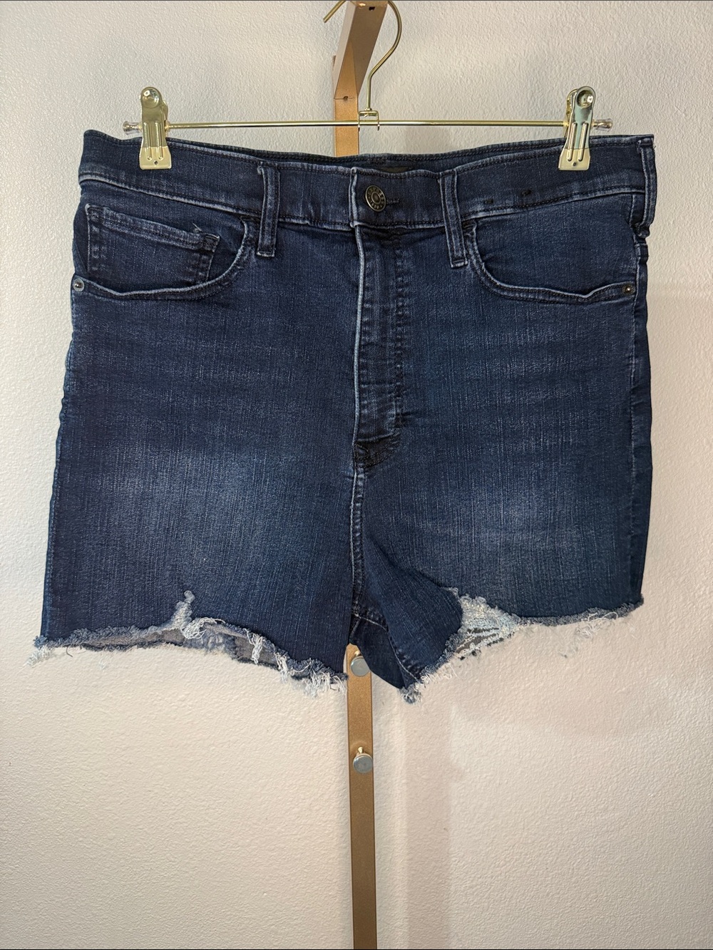 Express HIGHEST RIDE-Dark Blue Denim Cutoff Shorts- Size 14